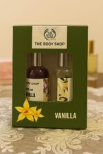 طقم هدية ذا بودي شوب – زيت جسم جاف وعطر برائحة الفانيلا (50 مل + 50 مل)