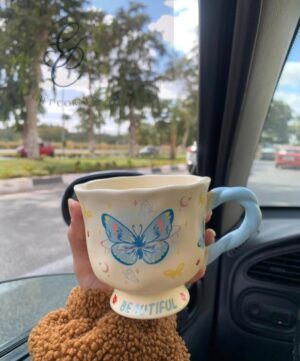 Beautiful Butterfly Ceramic Mug Set - أكواب سيراميك الفراشات الأنيقة