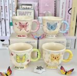 Beautiful Butterfly Ceramic Mug Set - أكواب سيراميك الفراشات الأنيقة