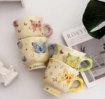 Beautiful Butterfly Ceramic Mug Set - أكواب سيراميك الفراشات الأنيقة